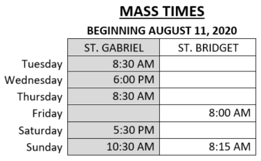 Mass Times starting 081120